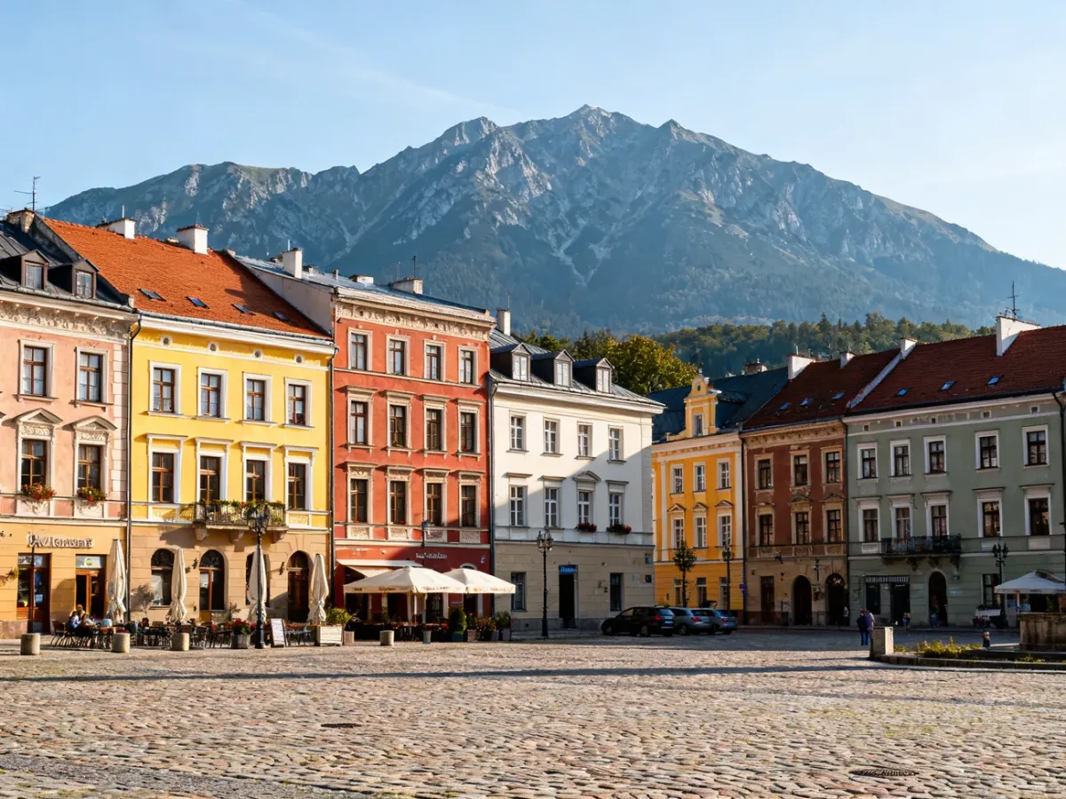 Jelenia Góra z zabytkowym centrum i Karkonoszami w tle