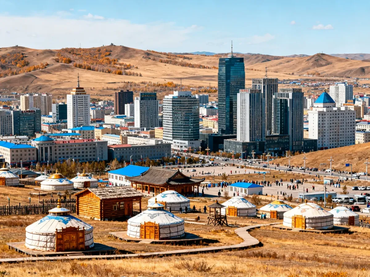 Ulaanbaatar combining Mongolian traditions with modern city architecture